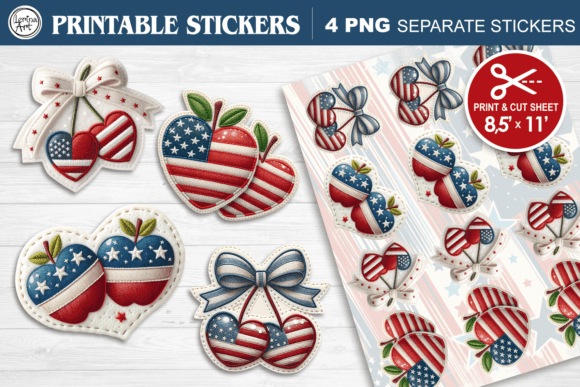 Download 4-th of July. Print &amp; Cut Stickers PNG - Premium Bundle