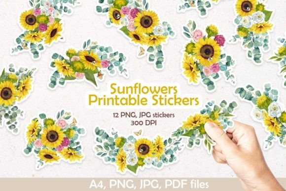 Download Sunflowers Printable Digital Stickers - Printable Collection