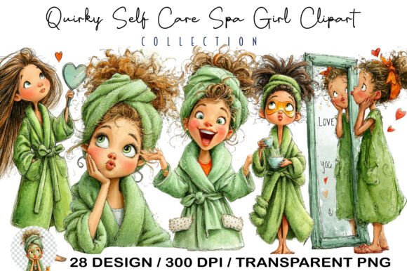 Download Quirky Self Care Spa Girl Clipart - Self care Collection