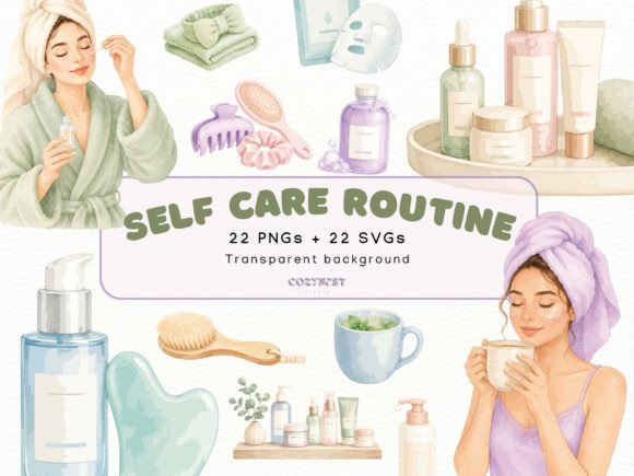Download Self Care Routine Watercolor Clipart PNG - Self care Collection