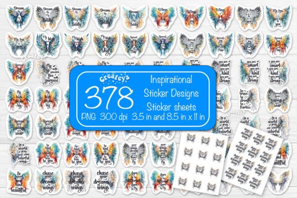 Download Inspirational Stickers Bundle PNG Wings - Premium Resources