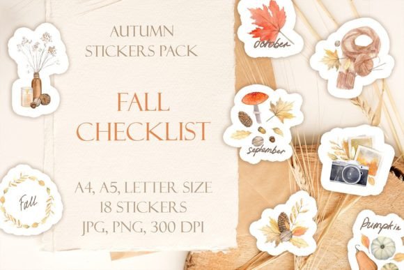 Download Fall Printable Digital Stickers Pack PNG - Printable Collection