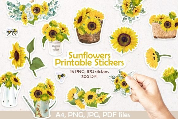 Download Sunflowers Printable Digital Stickers - Printable Collection