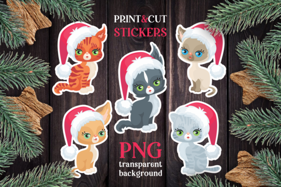Download Cats Christmas Print and Cut Stickers PN - Premium Resources